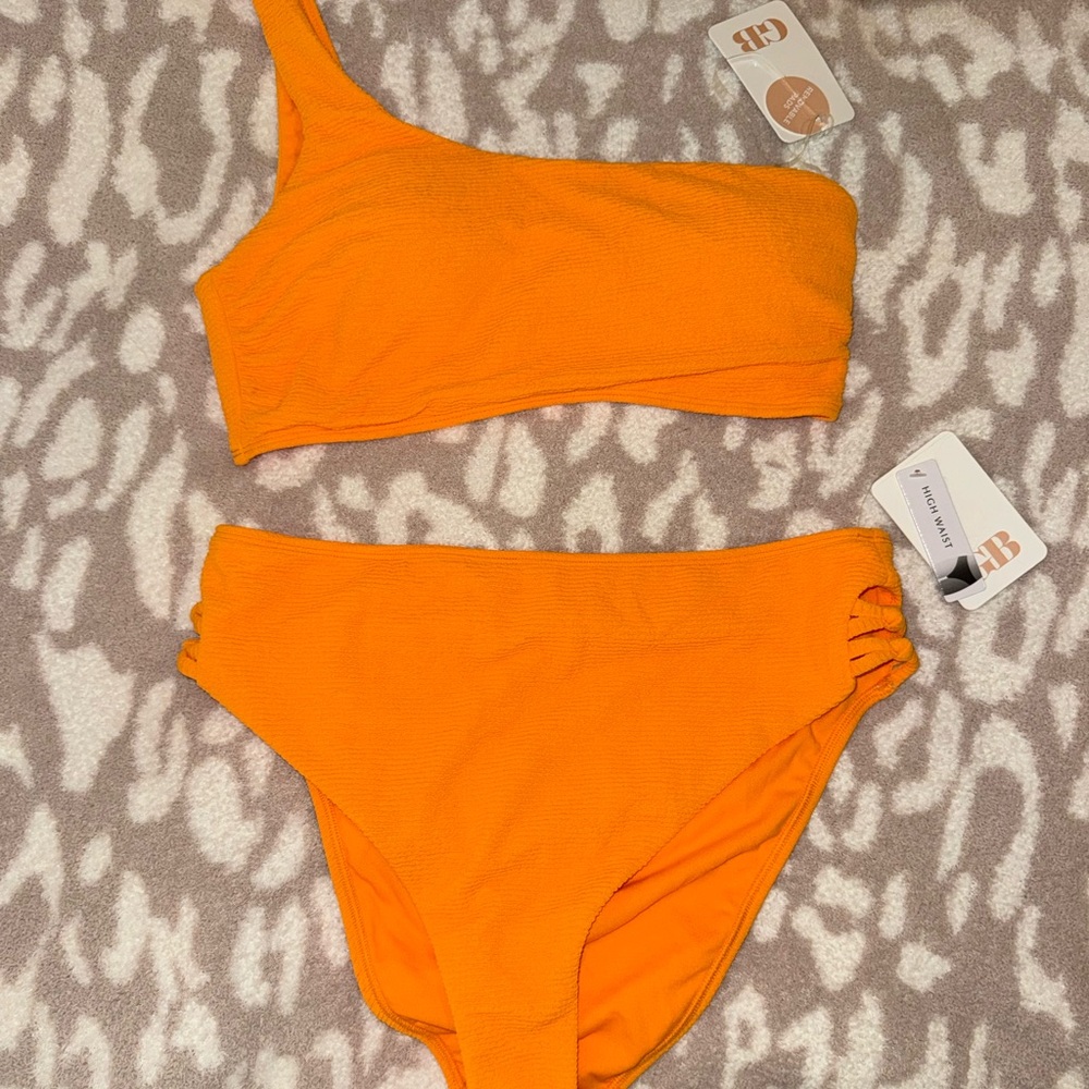One-Shoulder Orange Bikini Set
